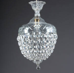 Prismelysekrone med glasskål, ca 1900