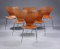 Arne Jacobsen. Sæt på seks Syveren vintage stole i teak, model 3107 6 