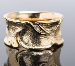 Brillantring, ca. 0.03 ct. 14 kt. guld