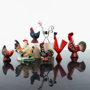 FIGURINER, 7 st, porslin, trä mm