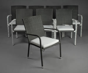 Otte armstole i sort polyrattan 8