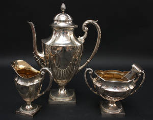 Kaffeservis, 4 delar. Nysilver. 4