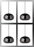 Et sæt på fire pendler af hammerslået metal med sort finish, model Reno. 4