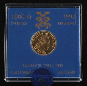 Guldmynt, 1000kr, Sverige, 1992