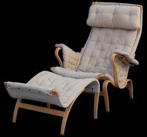 Fåtölj med fotpall, Pernilla, Bruno Mathsson för DUX