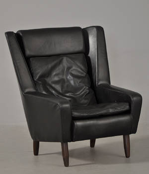 Hvilestol med sort læder, ca. 1950 Denne auktion er annulleret2018791