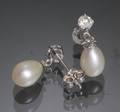 Diamant og kulturperle ørestikker