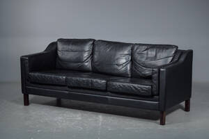 3-pers. sofa med sort læder