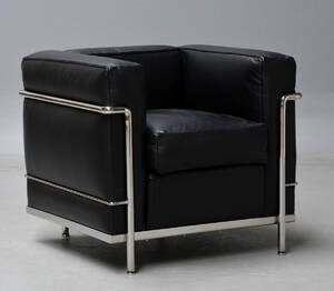 Le Corbusier. LC2 lænestol i sort læder