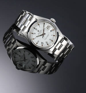 Rolex Date. Vintage herreur i stål med hvid skive med romertal, ca. 1979 Denne vare er sat til omsalg under nyt varenummer 4792576