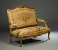 Sofa af forgyldt træ, rokoko form, ca. 1900
