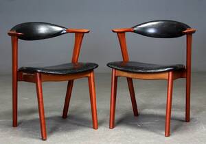 Erik Kirkegaard. To armstole af teak og læder 2