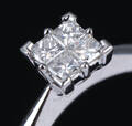 Brillantring af 18 kt. hvidguld med prinsesseslebne diamanter, i alt ca. 0.40 ct