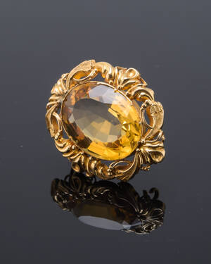 Vintagebroche med citrin, 18 kt. guld