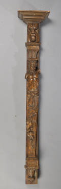 Pilastre af egetræ, barok form, 1800-tallet.