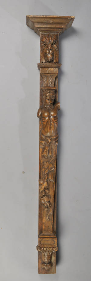 Pilastre af egetræ, barok form, 1800-tallet.