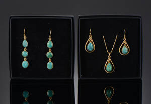 Smykkesæt af forgyldt sølv med turkis 5 Denne vare er sat til omsalg under nyt varenummer 4592618