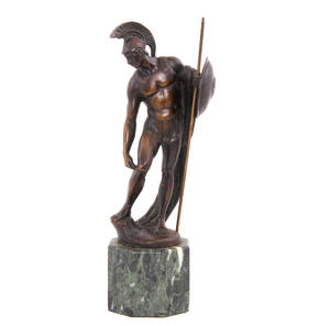 Romersk kriger. Figur af patineret bronze. 19. årh.