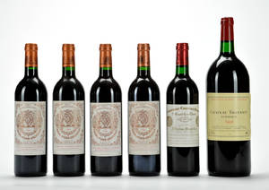 5 fl. Bordeaux rødvin samt 1 fl. Magnum 6.