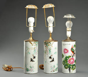 Tre kinesiske bordlamper. 1900-tallet. 3