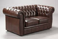 Chesterfield. To-pers. sofa, brunt læder
