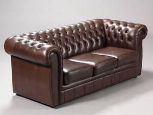 Chesterfield. Tre-pers. sofa, brunt læder