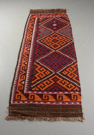 Afghansk Kelim Tæppe. 308 x 112 cm.
