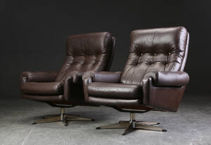 Par lænestole, læder, 1970erne 2