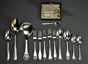 Samling div. sølvbestik 18