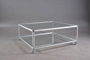 Soffbord, glas och aluminium, 1900-talets senare del.