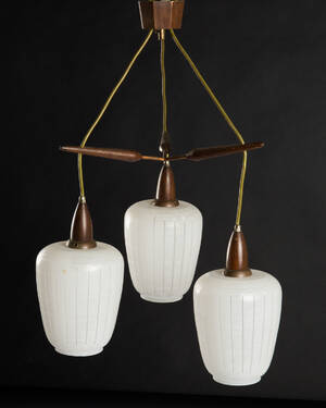 Deckenleuchte, Holz  Glas