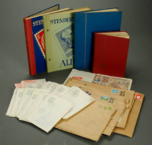 Samling frimærker i bøger m.m.