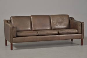 3-pers.sofa betrukket med brunt læder