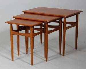 Dansk møbelproducent. Sæt indskudsborde, teak 3