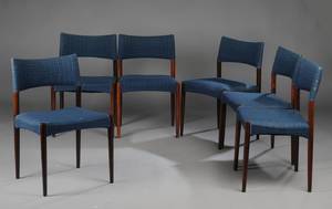 Dansk møbelproducent. Seks spisestole af palisander. 6