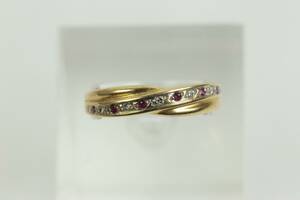 RING med diamanter och röda stenar, guld, 18 k, ca 2,3 g