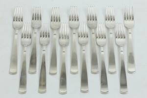 JACOB ÄNGMAN, bordsgafflar, 13 st, silver, Rosenholm, GAB, ca 465 g