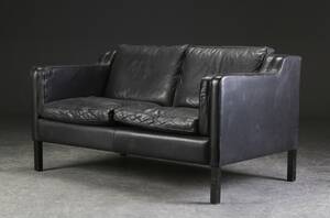 To-pers. sofa, sort læder