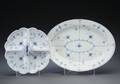 Royal Copenhagen. Musselmalet. Ovalt fad samt cabaretfad 2
