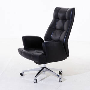 Kontorsstol svart skinn