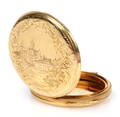 Medajon, dobbelkapslet, 18 kt guld, 17 gram
