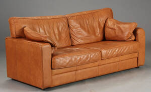 Skalma. To-pers sofa, brunt læder