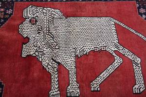 Persisk handknuten matta figural Gashqai, mått 149x110 cm.