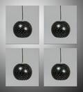 4 pendler, sorte  sølv, model Peppercorn 4