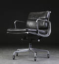 Charles Eames. Soft Pad kontorstol, sort læder 
