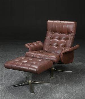 Lænestol og skammel med stålfod 2