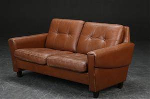 To-pers. sofa, læder, dansk møbelproducent