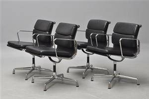 Charles Eames. Et sæt på fire Soft Pad armstole, model EA-208. 4
