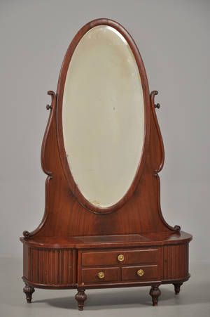 Entréspejlmøbel af mahogni, ca. 1900-1920