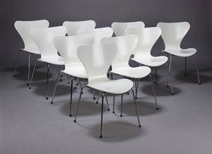 Arne Jacobsen, 7er stole, hvidlakeret, model 3107 10   